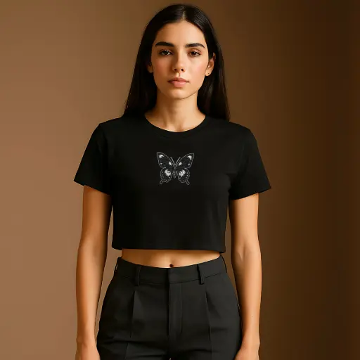 Butterfly Crop Top – Minimal Aesthetic Tee for Women