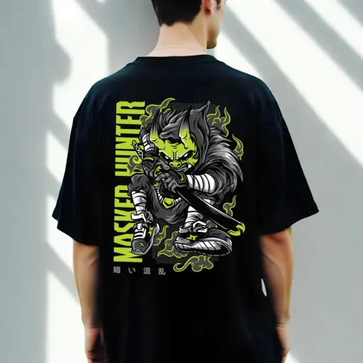  Masked Hunter – Oni Katana Edition Premium Oversized T-shirt for Men 