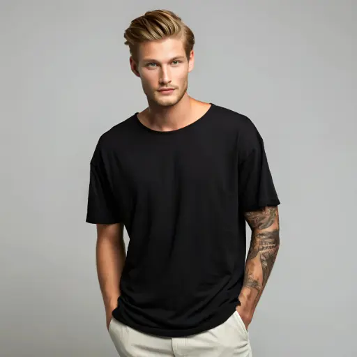 Plain Black Oversized Tee for Men