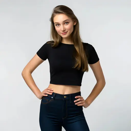 Plain Black Crop-top for Women